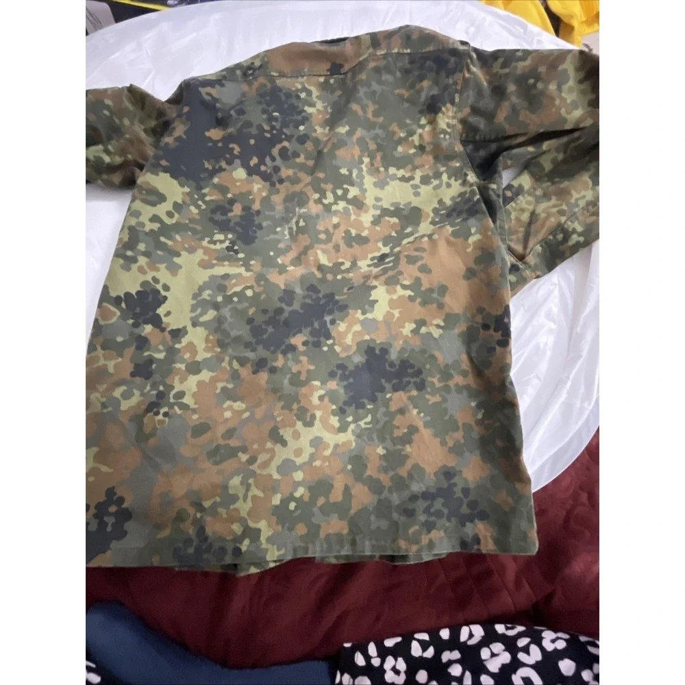 German Bundeswehr Flecktarn Camo Shirt Zip And Snap Closer‎ Long Sleeve Unisex